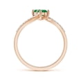 thumbnail image 2 of ANGARA Natural Two Stone Emerald Bypass Ring with Diamond Accents in 14K Rose Gold for Women (Size-3.7mm) | May Birthstone, Birthday, Anniversary, Jewelry Gift for Women | Natural Emerald Ring, 2 of 7