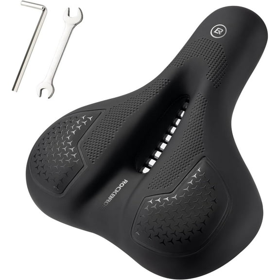 ROCKBROS Bike Seat for Men Women Comfort Wide Gel Bike Seat Replacement,Breathable Waterproof Padded Bicycle Saddle, Compatible with Cruiser/Mountain/Fat Bikes