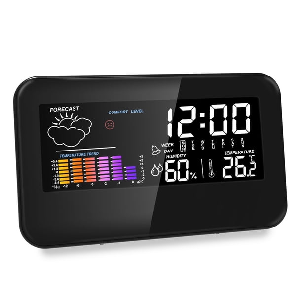 Reloj de Alarma Digital Reloj de Alarma Digital con Pantalla de Pantalla Lcd, Pantalla de Temperatura Y Humedad, Alarma de Sueño, Reloj de Recordatorio de Gestión Electrónica con Temperatura