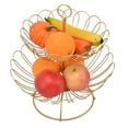 thumbnail image 3 of 2 Tier Fruit Bowl, Gold Fruit Basket Iron Geometric Detachable Modern Nordic Design Large Capacity Scratch Proof  For Home Decoration, 3 of 8