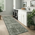 thumbnail image 2 of GlowSol 2'x6' Washable Hallway Runner Rug Vintage Print Low Pile Non-Slip Bedroom Runner Rugs for Kitchen Laundry, Gray Green, 2 of 8