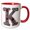 Red/White, variant on 3drose, Pretty Image of Ruby Jeweled Monogram Letter K, 11oz Two-tone Red Mug
