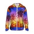 thumbnail image 2 of Uemuo Palm Trees at Sunset Pattern Women's Full Zip UPF 50+ Sun Protection Hoodie Jacket Long Sleeve Sun Shirt Hiking Outdoor Performance with Pockets-Large, 2 of 9