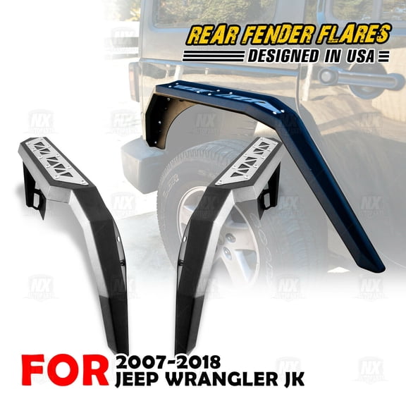 WOLFSTORM Rear Fender Flares for 2007-2018 Jeep Wrangler JK Steel Left Right