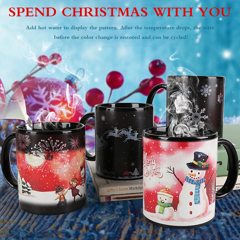 Christmas Color Changing Cup Heat Sensitive Mug Ceramic Cup Magic Mug For  Christmas Birthday New Years