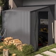thumbnail image 1 of YODOLLA 8' x 6' Outdoor Storage Side Shed Metal Attached Lean-To Shed with Lockable Door for Backyard in Dark Gray, 1 of 8