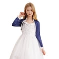 thumbnail image 3 of Zaldita Kids Girls Sequins Rhinestones Shrug Long Sleeve Cropped Bolero Cardigan Navy Blue 8, 3 of 7