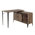 thumbnail image 3 of GZXS 48" L-Shaped Home Office Desk with Storage Cabinet, Barn Doors and Shelves, Rustic Oak & Black, 3 of 8