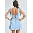 thumbnail image 6 of Smocked Ruched A Line Swing Dress Layered Tie Shoulder Flowy - Dress Light Blue S, 6 of 7
