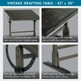 thumbnail image 4 of Studio Designs Vintage Solid Wood Drawing/Drafting Table with 42" x 30" Adjustable Tilting Top, 4 of 17