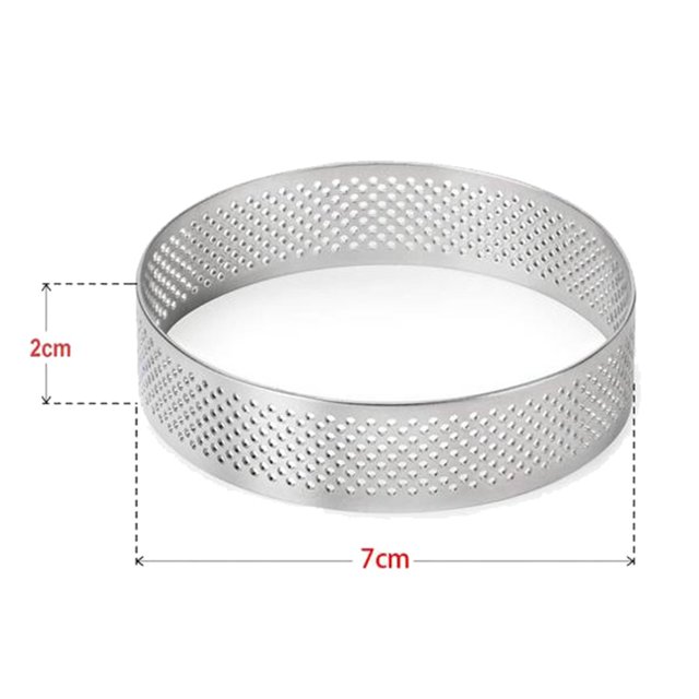 10Pcs Circular Tart Ring Dessert Stainless Steel Perforation Fruit Pie Quiche Cake Mousse Mold Kitchen Baking Mould