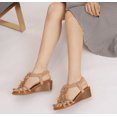 thumbnail image 5 of Wedge Gladiator Sandals for Women Peep Toe Mid Heel Bohemian Beach Sandals Summer Shoes, 5 of 9