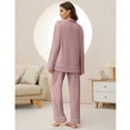 thumbnail image 2 of U2SKIIN Women Button Up Pajama Sets,Long Sleeve Sleepwear knit Lounge Pjs,(Dark Pink,L), 2 of 5