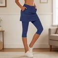 thumbnail image 3 of Yuhangmm Women's Pants, Versatile Knit Capri Pants with Pockets for Everyday Workouts and Travel Cozy Pull-On Skirt-Pants for Tennis Yoga Comfort Navy XXL, 3 of 6