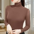 thumbnail image 3 of Gytharion Long Sleeve Shirts for Women Fashion Solid Casual Turtleneck Blouse Fall Soft Comfy Warm Pullover Top Stretchy Slim Fit Basic Shirt, 3 of 4