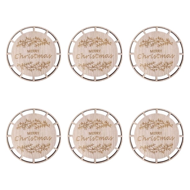 6 adornos navideños de macramé, manualidades de madera, discos redondos para bodas y fiestas. Conjunto D
