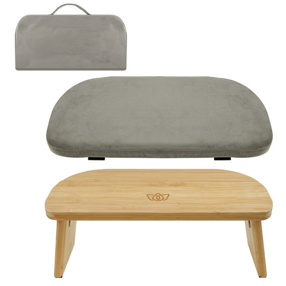 Bamboo Yoga Bench with Foldable Legs Ergonomic Kneeling Stool with Cushion Portable Prayer Bench for Kneeling Sitting Prayer Extended Practice