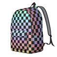 thumbnail image 2 of Rainbow Checkered Pattern Backpack for School, Cute School Bag with Adjustable Shoulder Straps and Padded Back, 15.7"x11.8"x5.5", 2 of 5