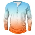 thumbnail image 2 of LODIENY Men's Henley Shirts Classic Casual Tie Dye Gradient Print Basic Workout Tee Shirts Big and Tall Regular Fit Long Sleeve Cotton Button Ombre T Shirts Multicolor#08 XXXXL, 2 of 5