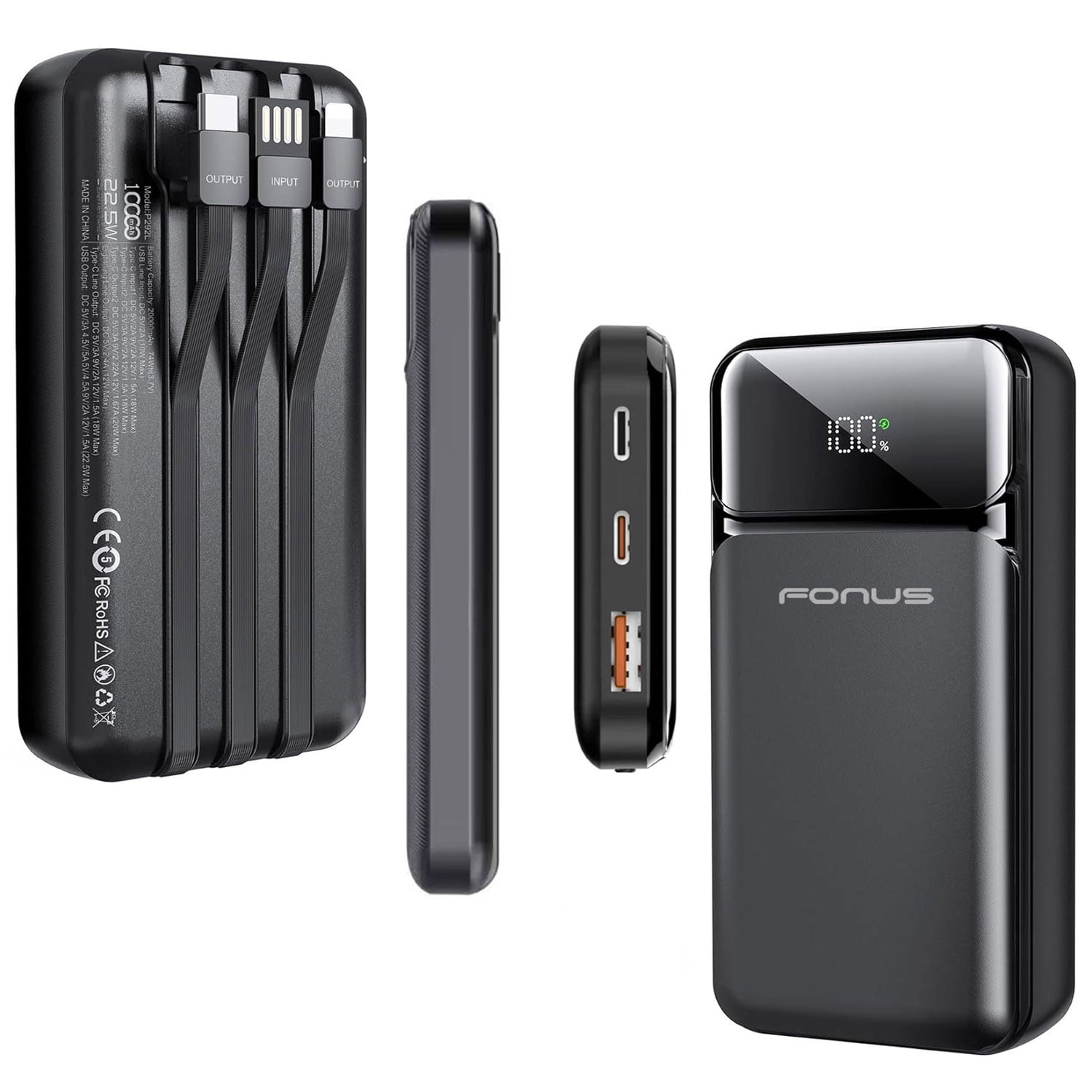 10000mAh Power Bank Compatible With Motorola Moto G 5G (2022,2023,2024,2025,2026) - 22.5W PD Fast Charge Backup Battery Portable Charger Built-in