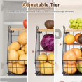 thumbnail image 2 of 3 Tier Fruit Basket For Kitchen With Bamboo Cutting Board 2 Set Pantry Kitchen Organizers And Storage Stackable Wire Wall Basket Onion Potato Vegetable Storage For Countertop Floor Cabinet Shelf, 2 of 5