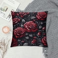 thumbnail image 2 of JEUXUS Red Rose Pattern Soft Pillow Case Short Plush Pillowcase White, 2 of 5