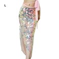 thumbnail image 2 of braveheart AssortedColor Party Ready Belly Dance Hip Scarf With Elastic Mesh Lining Unique Unbalanced Colorful Pink L, 2 of 6