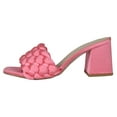 thumbnail image 2 of Soda Shoes Women Block High Heel Sandals Braided Band Square Toe Satin SHAUNA-S Hot Pink 6.5, 2 of 3