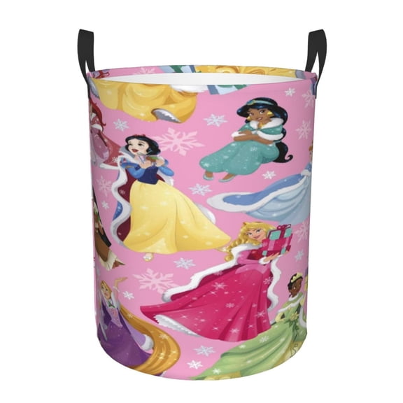 Princes Laundry Hamper Laundrys Basket Large Waterproof Foldable With Handles Circular Storage Clothes Bag For Bathroom/Bedroom/Dorm
