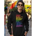thumbnail image 2 of Men's Pride Hoodie - Love is Love Quotes Rainbow Design - LGBTQ Supportive Sweatshirt - Comfortable Cotton-Polyester Blend Hoodie - Small Black, 2 of 5