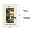 thumbnail image 2 of Fly to Europe - The System Of The Flying Clippers - Pan American World Airways - Vintage Airline Travel Poster by Jean Carlu c.1949 - Fine Art Rolled Canvas Print 27in x 40in, 2 of 4