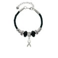 thumbnail image 2 of Delight Jewelry Silvertone Ribbon with Cross Cutout Grandmother Celtic Knot Leather Bead Bracelet, 7"+2" Extender, 2 of 4