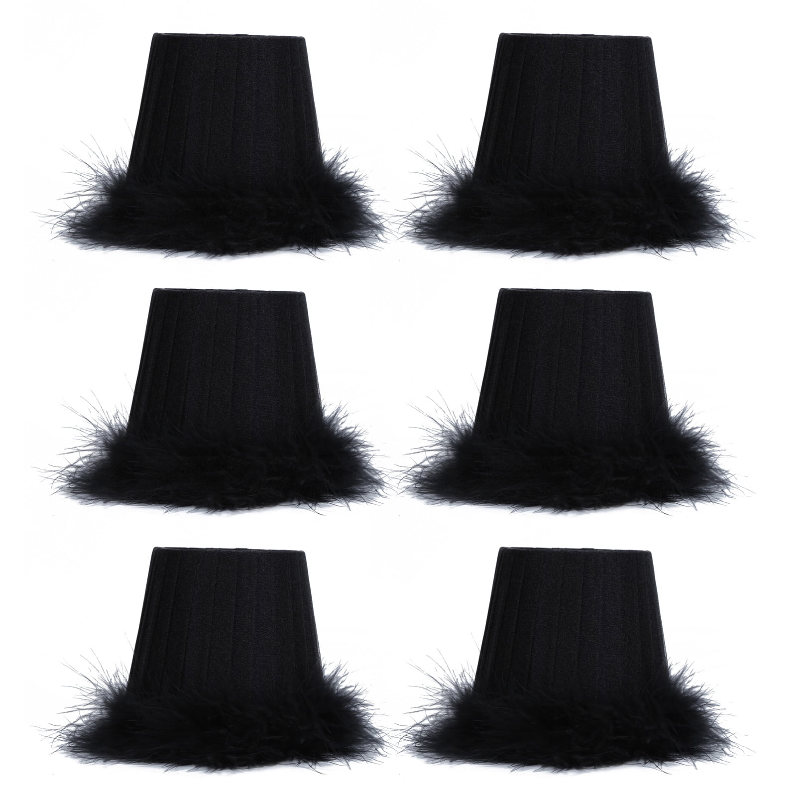 NFTIGB 6Pcs Cloth Pendant Lamp Shade with Feather Edge Purple Chandelier Lampshades Light Accessories (3.3 in / 8.5 cm to 4.7 in / 12 cm)