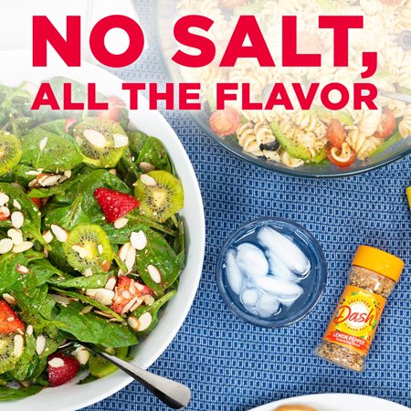DASH SALT-FREE LEMON PEPPER SEASONING BLEND, KOSHER, 6.75 OZ SHAKER