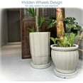 thumbnail image 4 of Caddy with Hidden Wheels, Indoor Rolling Plant Stand with Drain, Indoor Plants Roller Trays, Built-in Drainage Tray, Wheeled Plant Holder Base, Beige, 2Pack, 4 of 7