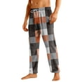 thumbnail image 2 of Dwelliawo Men's Pajama Pants Fluffy Cute Pajama Pants Comfy Plaid Flannel Bottoms Plus Size Christmas Lounge Plaid Pants Sleepwear Brown 2XL, 2 of 6
