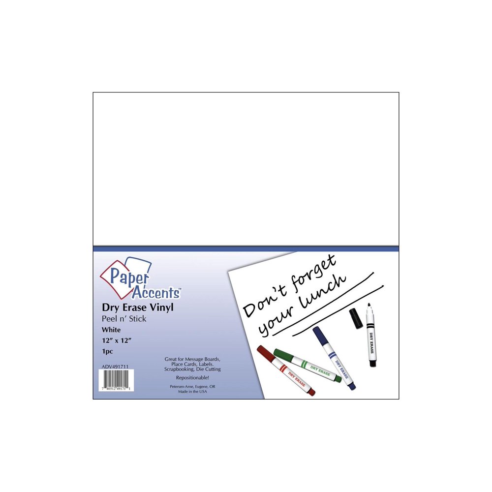 Vinyl 12x12 Removable Adh Dry Erase White 1pc