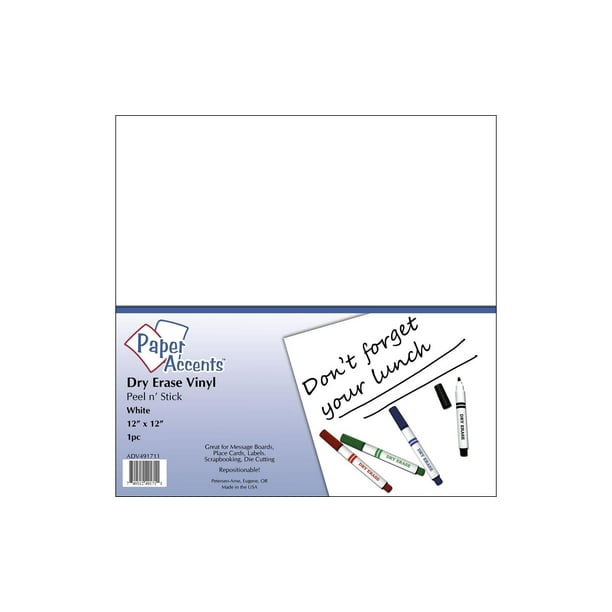 Vinyl 12x12 Removable Adh Dry Erase White 1pc