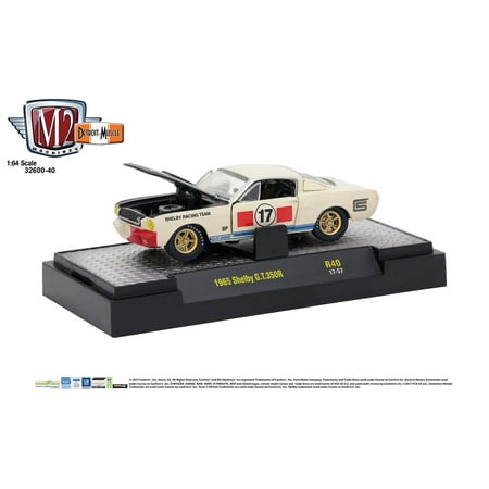 - M2 Machines 1:64 Detroit Muscle Release 40 1965 Shelby GT 350R White Black Hood