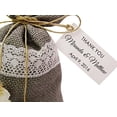 thumbnail image 2 of 20 Party Favor Sack Drawstring Pouches Beach Wedding Favor Bags Rustic With Custom Paper Tag Small Jute Bags 4"x6.5" inches, 2 of 5
