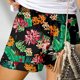thumbnail image 2 of Pantalones cortos con estampado de cintura alta para mujer, pantalones cortos informales elegantes con cordón en la cintura elástica y bolsillos laterales, 2 of 5