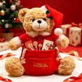 thumbnail image 3 of 2026 Christmas Indoor Home Decor Christmas Bear Stuffed With Storage Cute Holiday Soft Santa Bear Keepsake With Drawstring Bag Cozy Ornament For Home Decor, 3 of 5