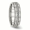 thumbnail image 4 of Stainless Steel Polished & Brushed with Silver Braid Inlay Ring 10.5 Size, 4 of 6