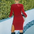 thumbnail image 4 of Robe pour Femmes, Robe à Manches Longues V Robe Moulante à Manches Longues Robe Extensible Robuste et Résistante, 4 of 5