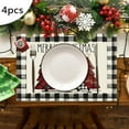 BFSAUHA 4PCS Christmas Placemat Cotton Linen Tablecloth Thermal Mat