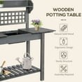 thumbnail image 3 of Outsunny Outdoor Potting Bench Table, Wooden Workstation with Sliding Tabletop, Storage Shelf and Dry Sink, for Greenhouse, Garden, Patio, Gray, 3 of 9