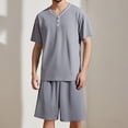 thumbnail image 2 of JTieacloth Men's Nightshirts Men's Summer V Neck Short Sleeve Top And Shorts Casual Style Pajama Loungewear Set Gray, 2 of 5
