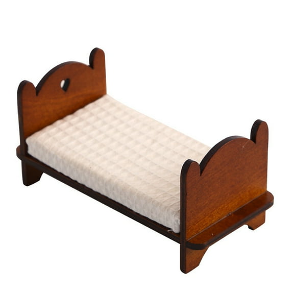 HOMEMAXS Wood Dollhouse Bed with Vintage Design and Detailed Craftsmanship for Dollhouse in 1:12 Scale