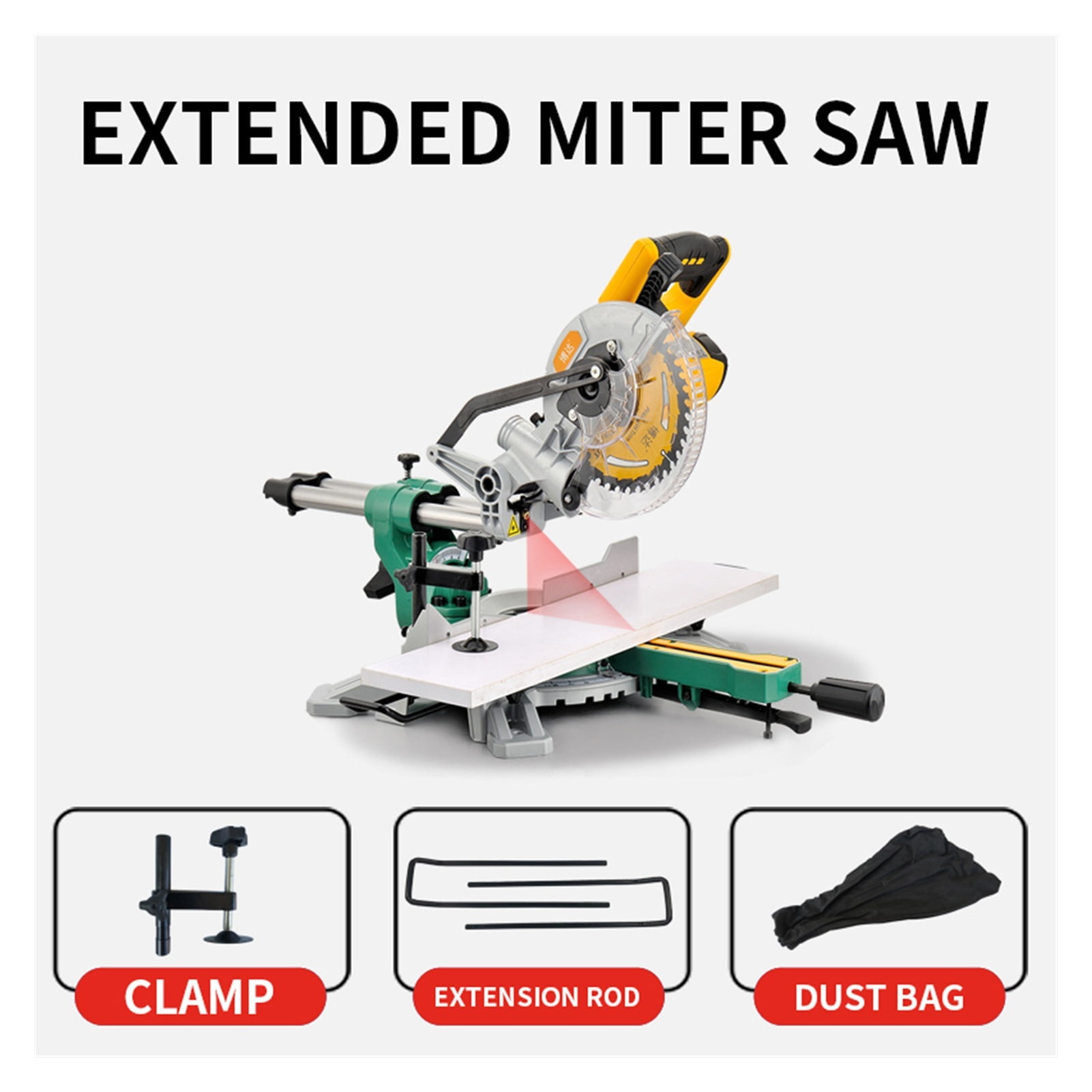Upgraded 7-inch rod miter saw with extended guide rail multi-function miter 45 degree woodworking tool aluminum sawing machine