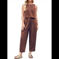 thumbnail image 1 of Conjunto de 2 Piezas de Cuadros para Mujer, para Vacaciones en la Playa, Verano, Camiseta Sin Mangas, Pantalones y Traje. Rojo Óxido S, 1 of 10